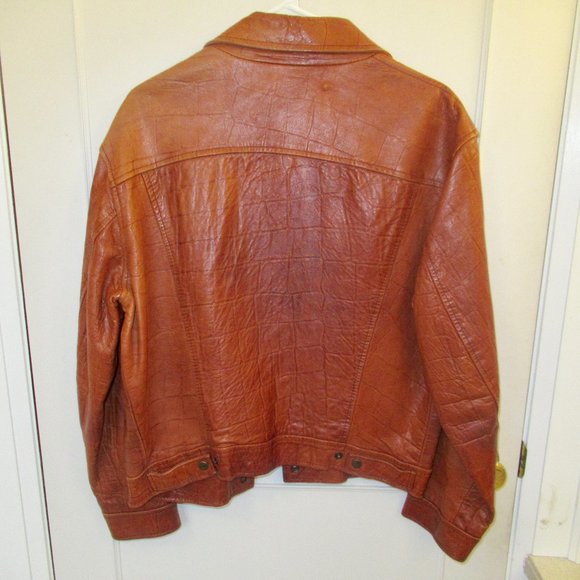 Made in England Duffer of St. George Men's Croc Print Leather Jacket Size L - Picture 2 of 12
